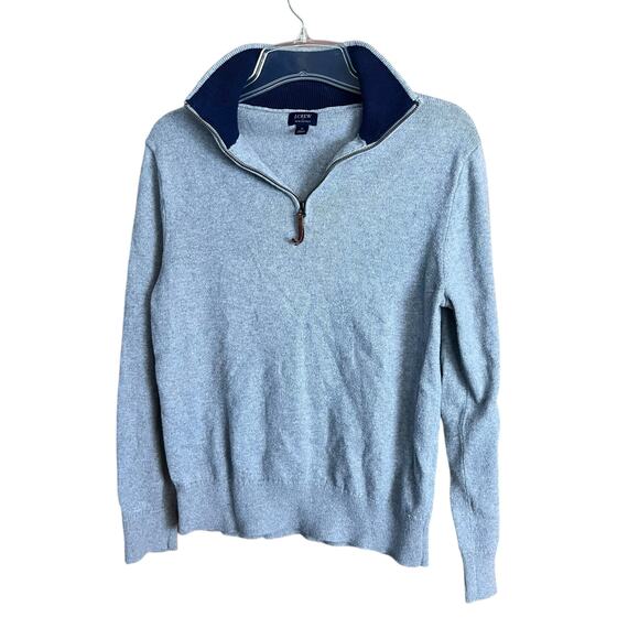 J. Crew Factory Men’s Gray Quarter Zip Pullover Sweater Smal Minimalist Preppy - Picture 1 of 4
